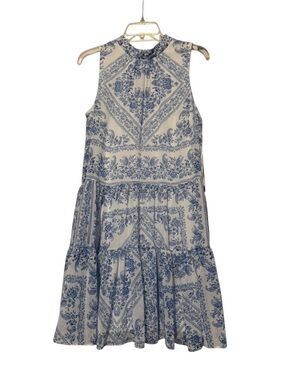 Calvin Klein - Blue and White Floral Halter Dress - Size 8